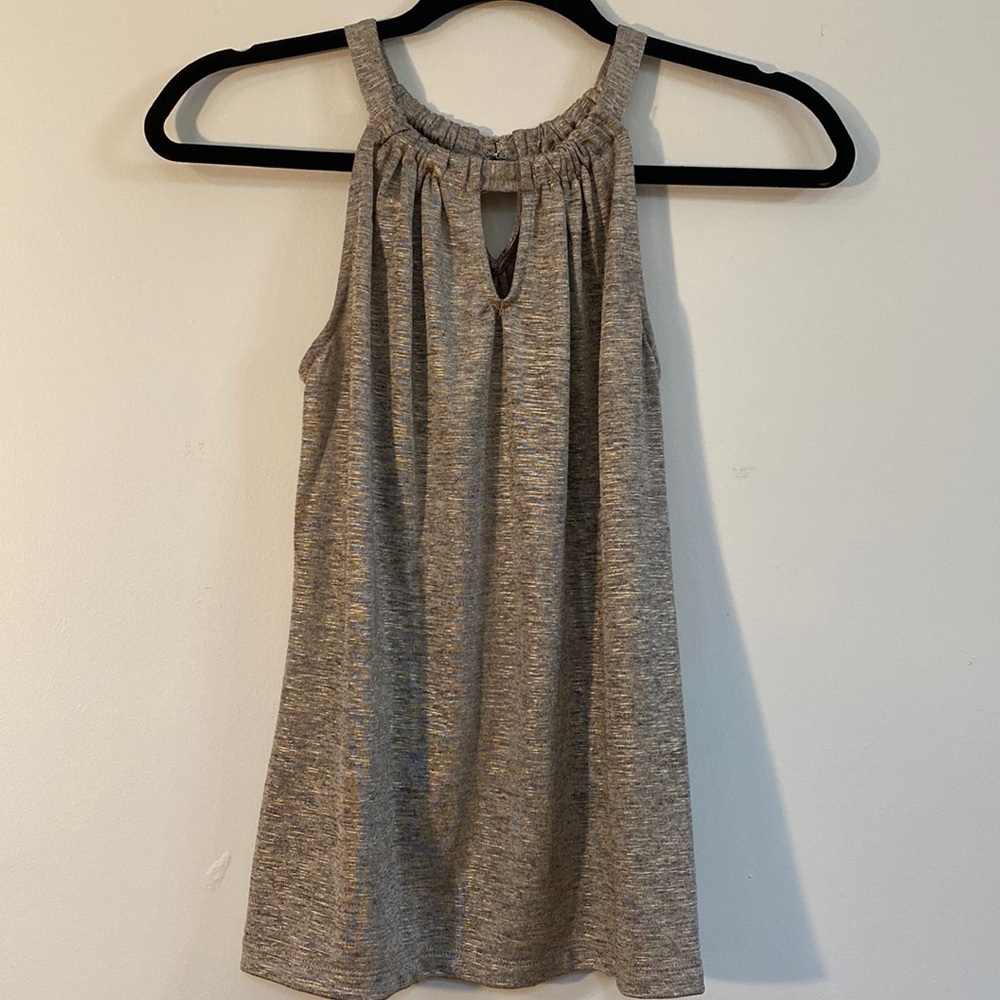 INC International Concepts Gold Metallic Halter Top Sleeveless | Size PS